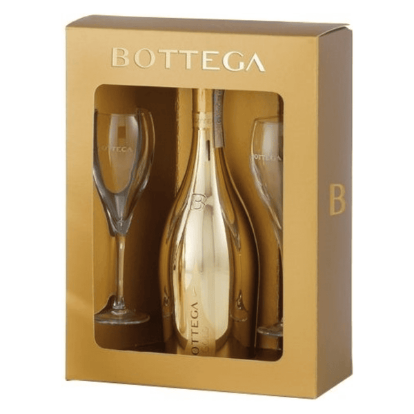 Bottega Prosecco Gold cadeauverpakking met twee glazen