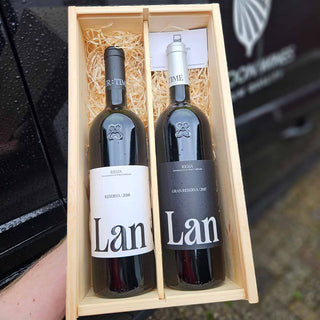 LAN Rioja wijnpakket met Bodegas LAN Rioja Reserva en Gran Reserva in houten wijnkist bij Verboon Wines